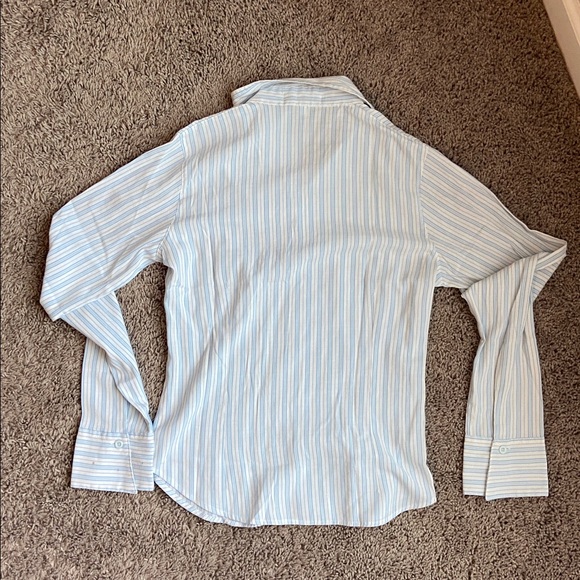 Bruno Minelli striped y2k style button down shirt summer blouse size medium - Picture 3 of 4